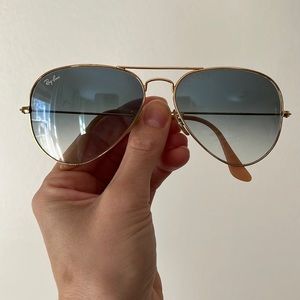 Ray ban gold medal, light blue fade.